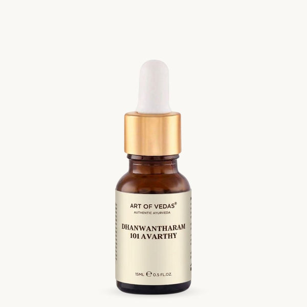Dhanwantharam 101 Avarthy Art of Vedas 15ml, Thailam ayurvédique classique, 101 Avarthy, traditionnellement utilisé pour l'Abhyanga
