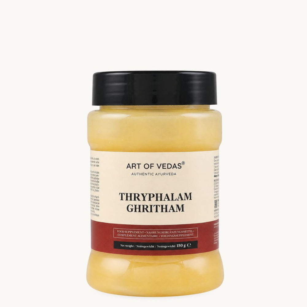 Art of Vedas Triphala Ghritham, ghee ayurvédique classique: Haritaki, Amla, Bibhitaki. Pot de 150 g